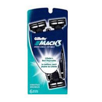 Gillette Mach3 Disposable Shave Razors, Sensitive - 6/Pack